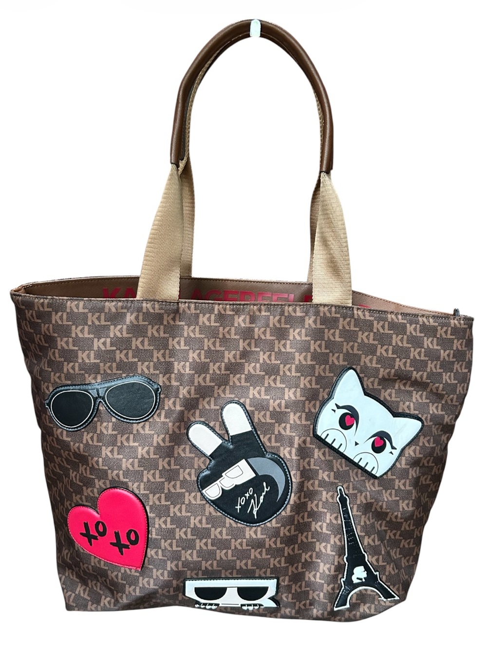 Karl Lagerfeld  Monogram Tote with Colorful Patch Accents